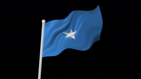 Somalia Flag Flying Animated Black Background