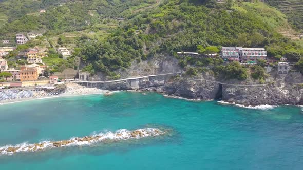 Panorama view of Monterosso al Mare village one of Cinque Terre in La Spezia, Italy