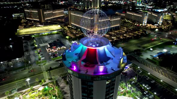 Night cityscape Orlando Florida United States. Amusement park.