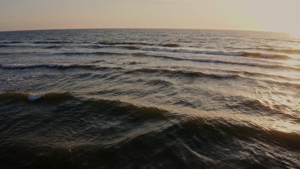 Large Foamy Waves at High Tide Drone Video