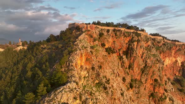 Alanya Castle Alanya Kalesi Aerial View 4K