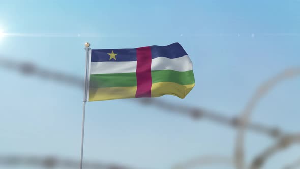 Central African Republic  Flag Behind Border