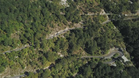 Road Traffic Serpentine In High Mountains