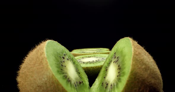 Green fresh kiwi fruit mega super macro close up 4k