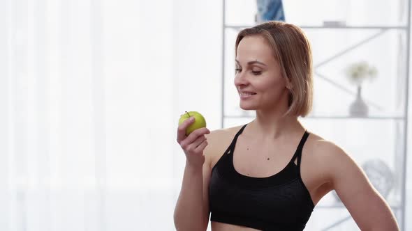 Healthy Nutrition Balanced Diet Lady Holding Apple