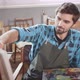 Bearded Male Artist Painting in Studio Portrait - VideoHive Item for Sale