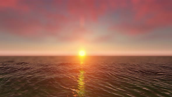 Tropical Ocean Sunset with a Blurred Horizon