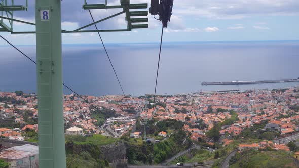 Cable car (Teleferico) over Funchal city, Madeira, Portugal