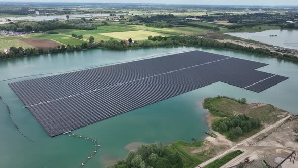 Clean Sustainable Energy Generation Using Solar Panels on a Large Pond in The Netherlands Druten