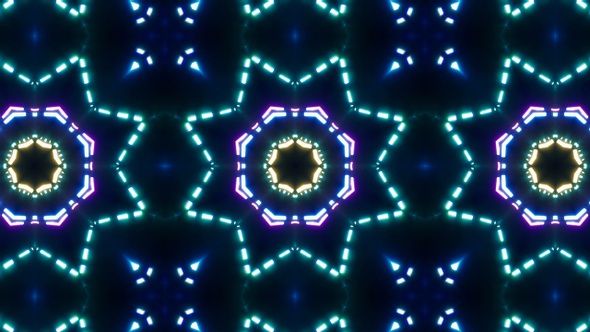 Blinking Dash Neon Line Kaleidoscope Light 4K Loop 02