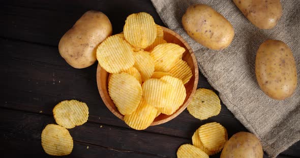 The Chips on the Plate Slowly Rotated.