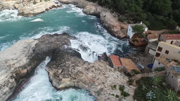 Flight Over Beautiful Seashore at Mallorca