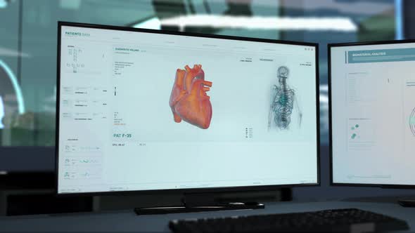 Examination software has found multiple blood clots in the arteries of a heart