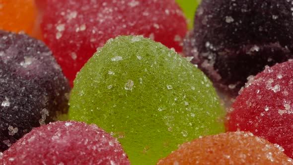 colorful candy and jelly sweet close up, flavor fruit, candy dessert colorful on sugar
