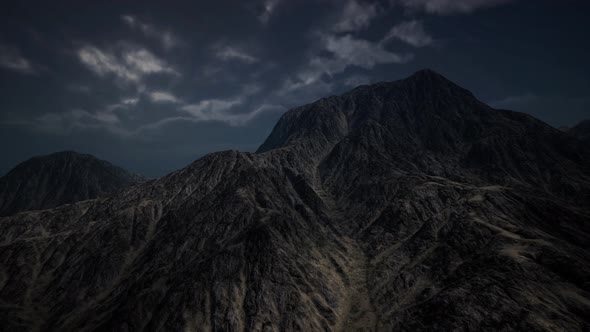 Storm Dark Clouds Over Volcanic Valley