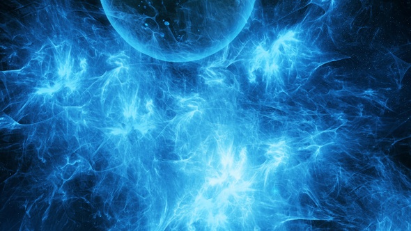 Abstract Blue Nebula and Planet in Space alt