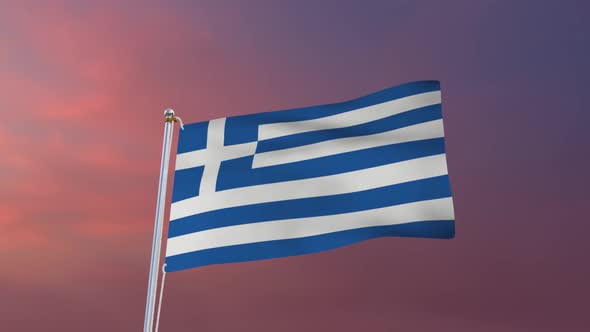 Flag Of Greece Waving