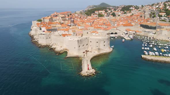 The aerial view of Dubrovnik, a city in southern Croatia fronting the Adriatic Sea, Europe