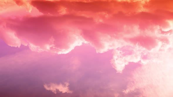 Time Lapse Vivid Light Cloudy Pink and Blue Sky with Fluffy Clouds