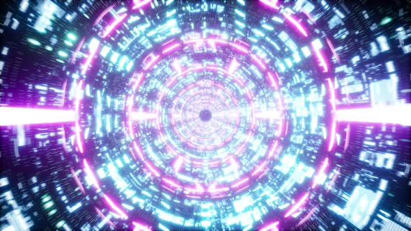 4K Cyberpunk Glow Scifi Space Tunnel 02