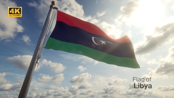 Libya Flag on a Flagpole - 4K