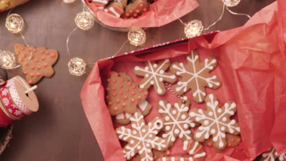 Packaging traditional home made gingerbread cookies as food gifts.