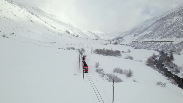 Ski Train in Switzerland Used to Shuttle Passengers and Skiers to Ski Resorts