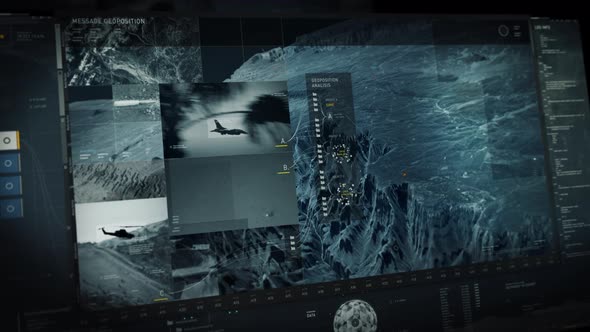 Modern Military Search Operation In Coordinates Analysis Tech Software Interface alt