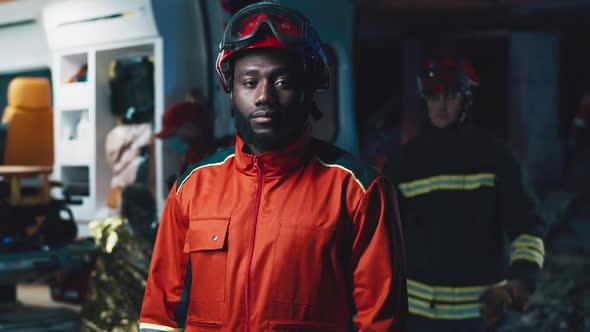 African American Paramedic Near Colleagues