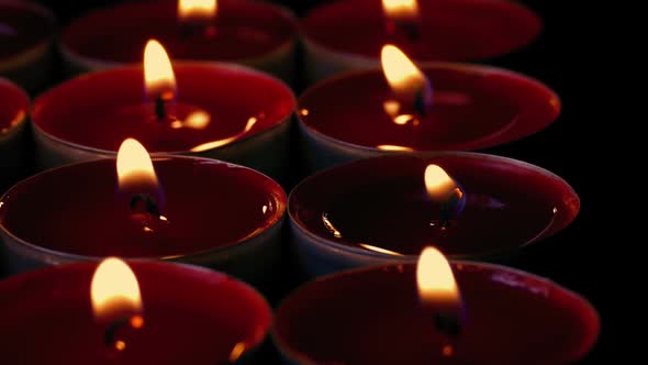 Passing Rows Of Candles In Catholic Church