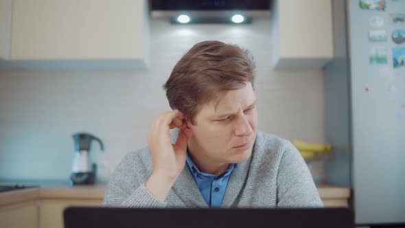 Young Attractive Man Having Ear Pain