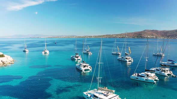 Yacht Near the Green Island in Greece