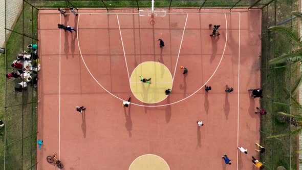 Basketball court Aerial View 4 K Alanya Turkey