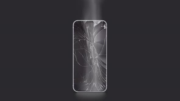Blank broken phone mockup on black background