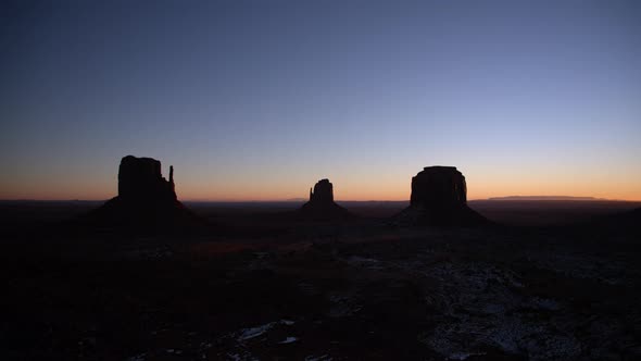 Sunrise Time Lapse at Famous Red Rock Formations Monument Valley Landscape USA