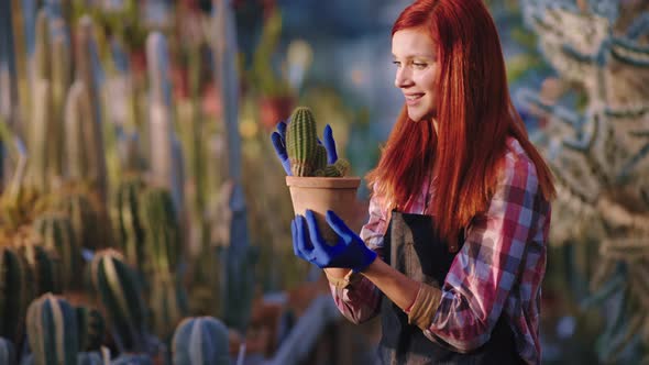 Smiling Large Beautiful Redhead Lady Gardener Take