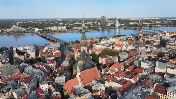 Old Riga panorama daugava river