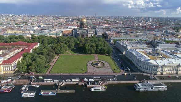 Flight Around the Saint Isaac's Cathedral, Russia