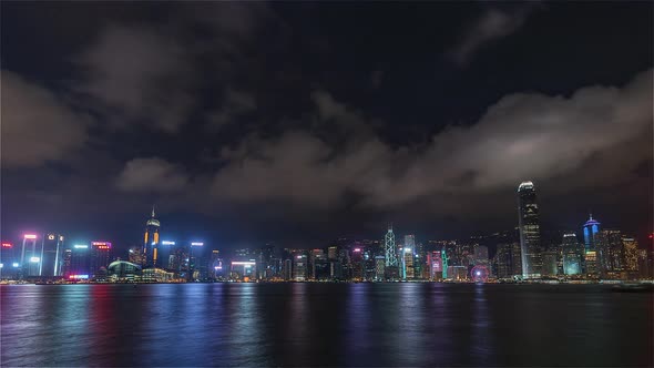 Hong Kong, China | Wide angle view of the Skyline at night