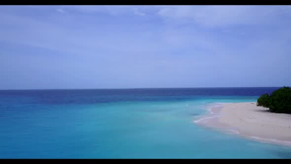 Aerial view sky of marine resort beach time by blue ocean with white sandy background of a picnic ne