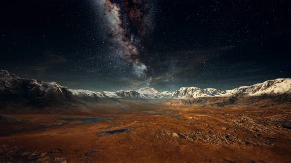 Himalaya Mountain with Star in Night Time