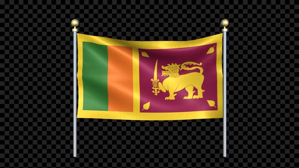 Sri Lanka Flag Waving In Double Pole Looped