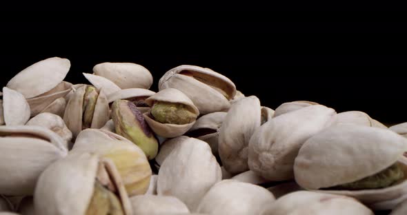 Macro Lens Very Closeup Macro Shot of a Pistachio in Beautiful Light on a Black and Yellow