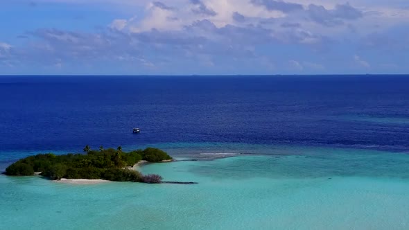 Aerial drone panorama of bay beach break by ocean with sand background