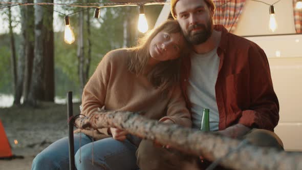 Portrait of Young Romantic Couple at Campsite