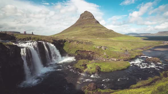 Time Lapse Footage of Kirkjufell Mountain Landscape in Iceland Summer