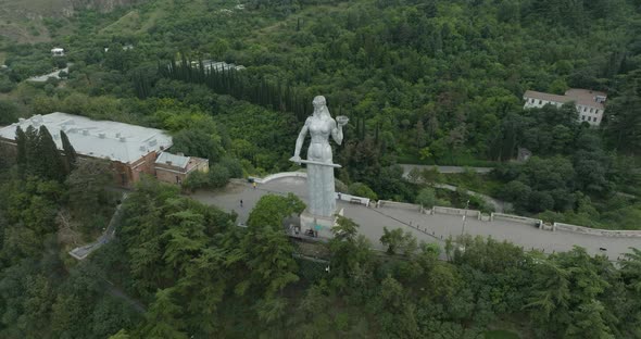 Kartlis Deda monument and a natural lanscape around it - Tbilisi, Georgia.