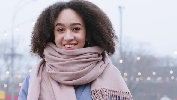 Front View Closeup Female Satisfied Smiling Face