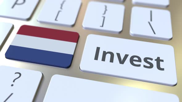 INVEST Text and Flag of the Netherlands on Computer Keyboard alt