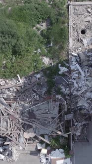 Vertical Video of a Makariv Ukraine a Building Destroyed By the War